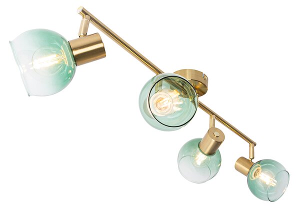 Art Deco reflektor arany zöld üveggel 4-lámpás - Vidro