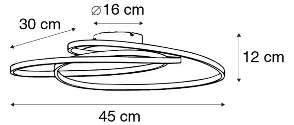 Mennyezeti lámpa arany 45 cm LED-del, 3 fokozatú fényerőszabályzóval - Rowin