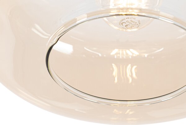 Art Deco függőlámpa fekete borostyánüveggel - Bizle