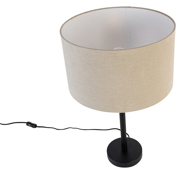 Modern asztali lámpa fekete boucle árnyékolóval világosbarna 35 cm - Simplo