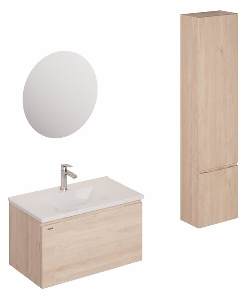 Fürdőszobagarnitúra mosdóval, mosogató csapteleppel, kifolyóval és szifonnal Naturel Ancona akác KSETANCONA16