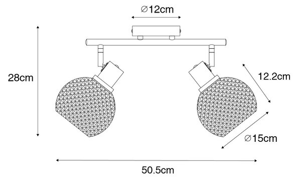 Design spotlámpa fekete füstüveggel 2-lámpás - Chico