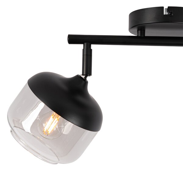 Design mennyezeti spotlámpa fekete arannyal és füstüveggel 2-lámpás - Kyan
