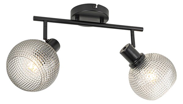 Design spotlámpa fekete füstüveggel 2-lámpás - Chico