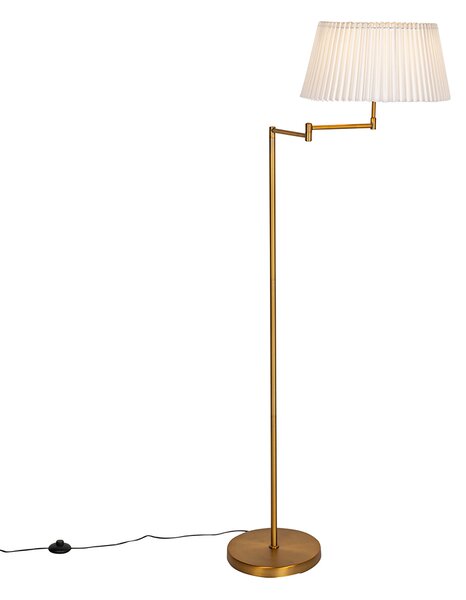 Állólámpa bronz fehér redős árnyékolóval és állítható karral - Ladas Deluxe