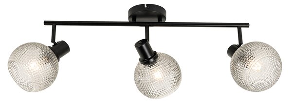 Design spotlámpa fekete füstüveggel 3-lámpás - Chico