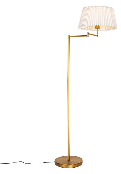 Állólámpa bronz fehér redős árnyékolóval és állítható karral - Ladas Deluxe