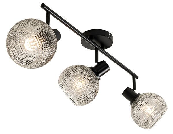 Design spotlámpa fekete füstüveggel 3-lámpás - Chico