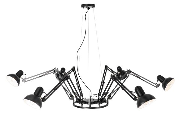 Ipari függőlámpa fekete 6 lámpás állítható - Hobby Spinne