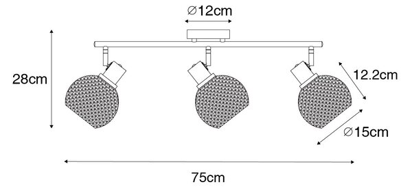Design spotlámpa fekete füstüveggel 3-lámpás - Chico