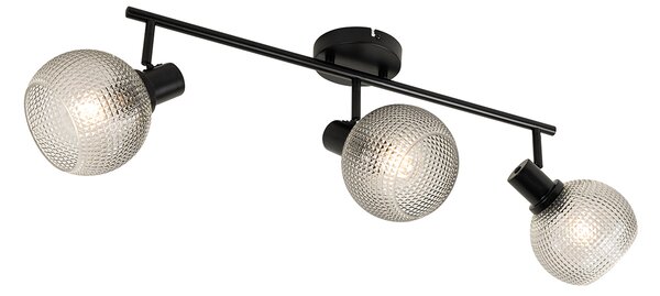 Design spotlámpa fekete füstüveggel 3-lámpás - Chico