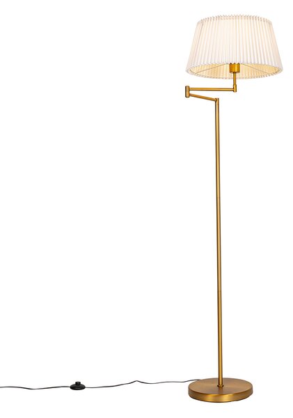 Állólámpa bronz fehér redős árnyékolóval és állítható karral - Ladas Deluxe