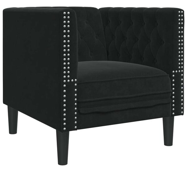 VidaXL fekete bársony Chesterfield kanapéfotel