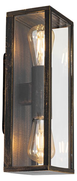 Vintage fali lámpa antik arany 38 cm 2-lámpás IP44 - Charlois