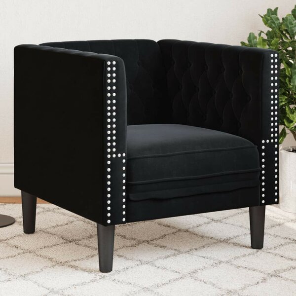 VidaXL fekete bársony Chesterfield kanapéfotel