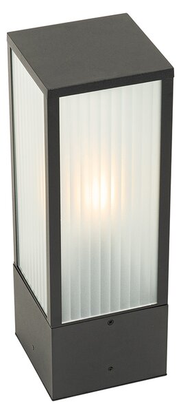 Kültéri állólámpa fekete bordázott üveggel 40 cm IP44 - Charlois