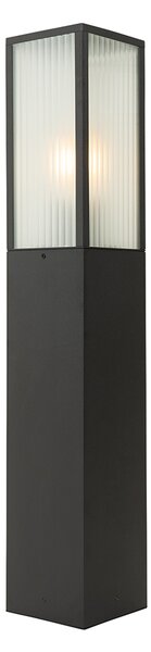 Álló kültéri lámpa fekete bordázott üveggel 80 cm IP44 - Charlois