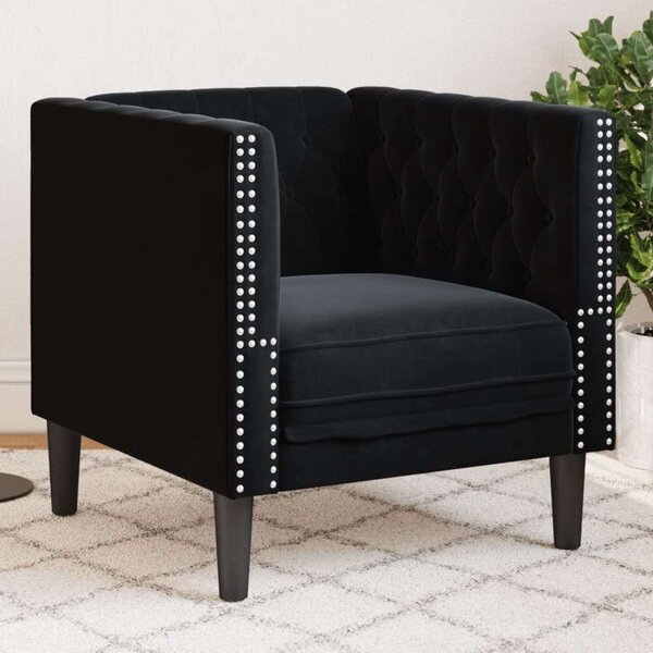 VidaXL fekete bársony Chesterfield kanapéfotel