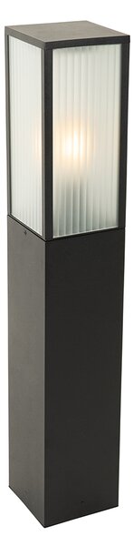 Álló kültéri lámpa fekete bordázott üveggel 80 cm IP44 - Charlois