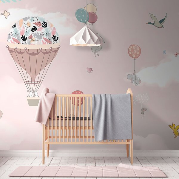 Fotótapéta Hőlégballon madarakkal és állatokkal, Gyerekszoba fotótapéta, Népszerű fotótapéta, u94138 - Tapeko.hu
