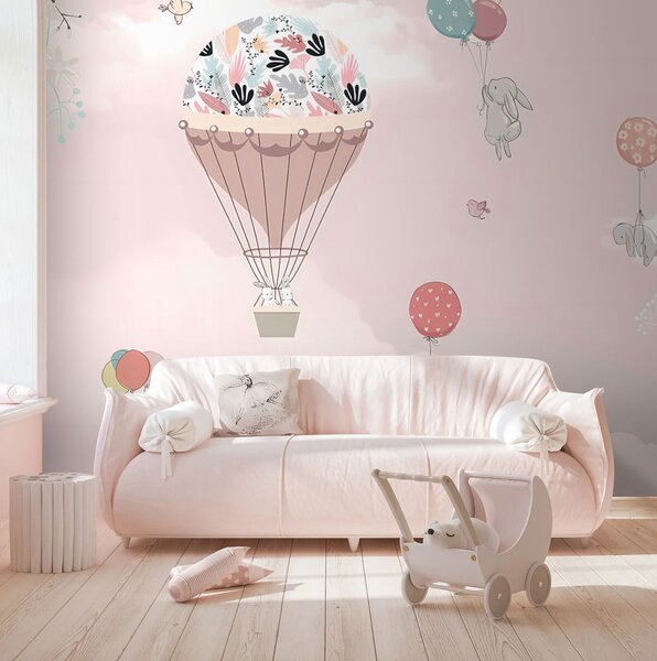 Fotótapéta Hőlégballon madarakkal és állatokkal, Gyerekszoba fotótapéta, Népszerű fotótapéta, u94138 - Tapeko.hu