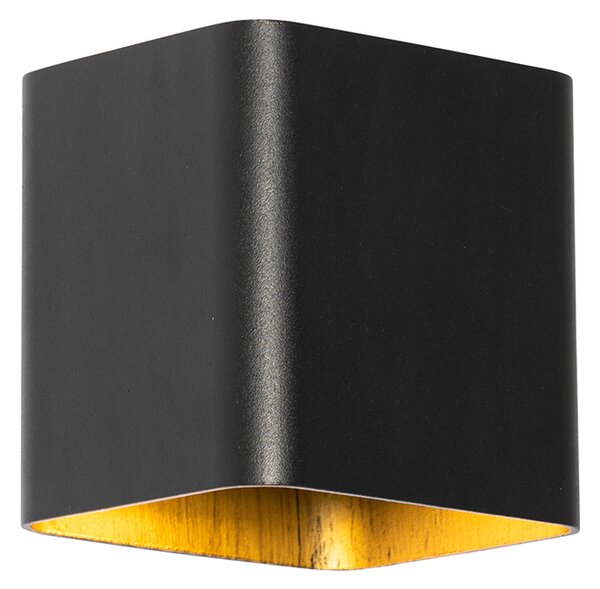 Modern fekete fali lámpa LED-del IP54 négyzet alakú - Evi