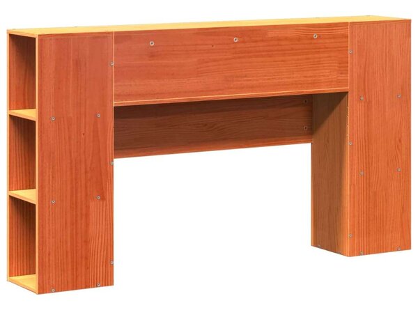 VidaXL viaszbarna tömör fenyőfa fejtámla tárolóval 135 cm
