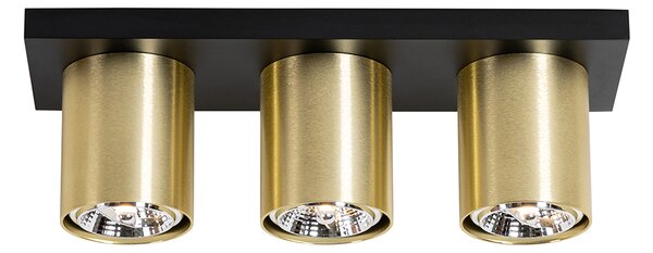 Modern mennyezeti reflektor fekete arannyal 3-lámpás - Tubo