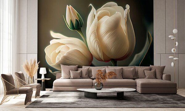 Fotótapéta Krémes tulipánok szelíd virágzásban, Modern fotótapéta, Modern fotótapéta, u94253 - Muralas.hu