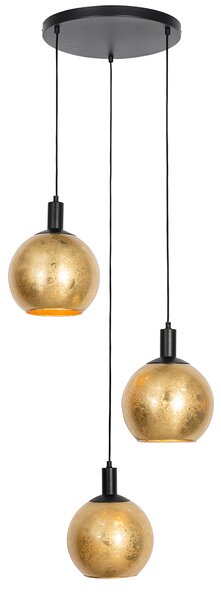Design lógólámpa fekete arany üveggel 3-lámpás - Bert