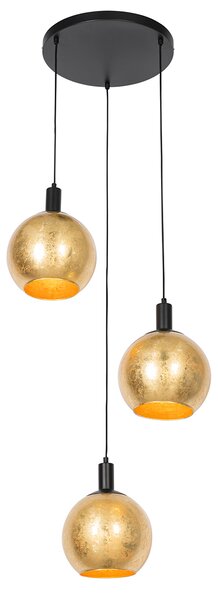 Design lógólámpa fekete arany üveggel 3-lámpás - Bert