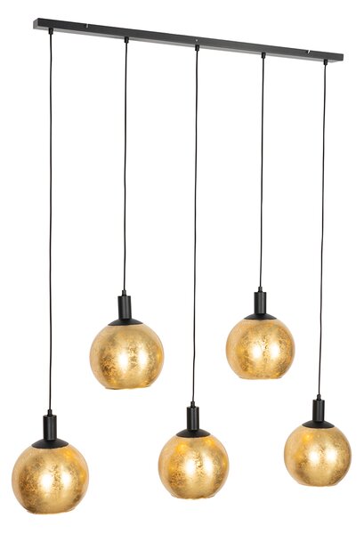 Design lógólámpa fekete aranyszínű üveggel 5-lámpás - Bert