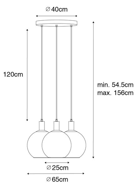 Design lógólámpa fekete arany üveggel 3-lámpás - Bert
