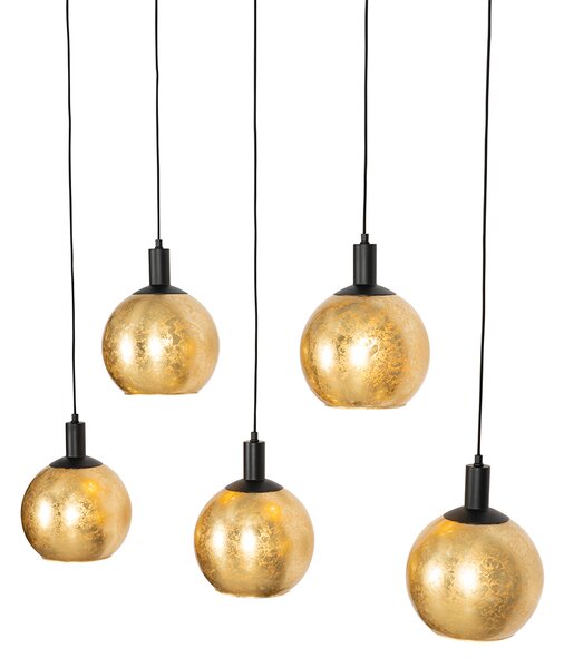Design lógólámpa fekete aranyszínű üveggel 5-lámpás - Bert