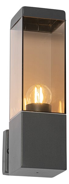Modern kültéri fali lámpa sötétszürke füstüveggel - Malios