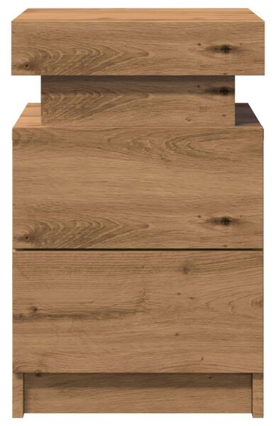VidaXL 2 db kézműves tölgy szerelt fa LED-es éjjeliszekrény 35x39x55cm