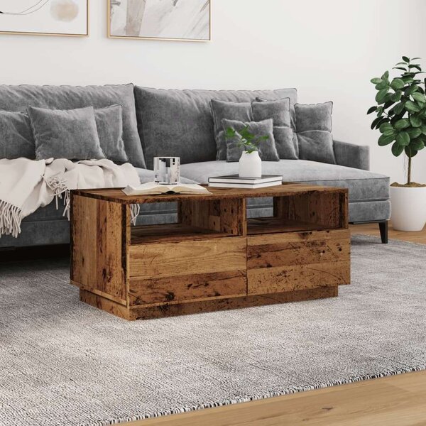 VidaXL Dohányzóasztal - Rusztikus Fa - LED Világítás - 90x49x40 cm