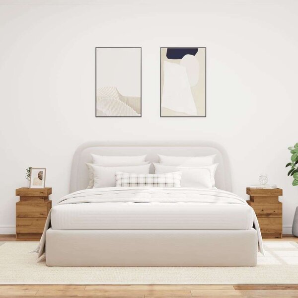 VidaXL 2 db kézműves tölgy szerelt fa LED-es éjjeliszekrény 35x39x55cm