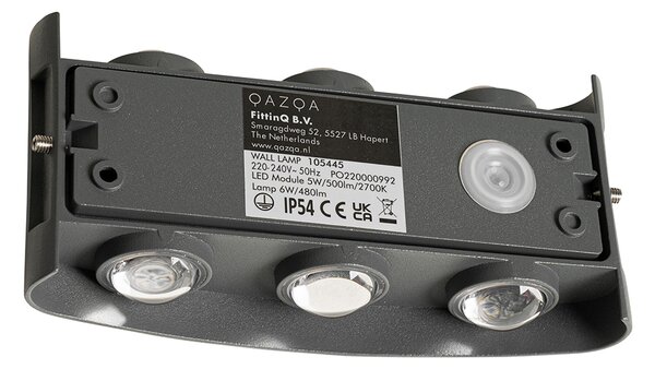 Kültéri fali lámpa sötétszürke LED-del 6 lámpás IP54 - Silly