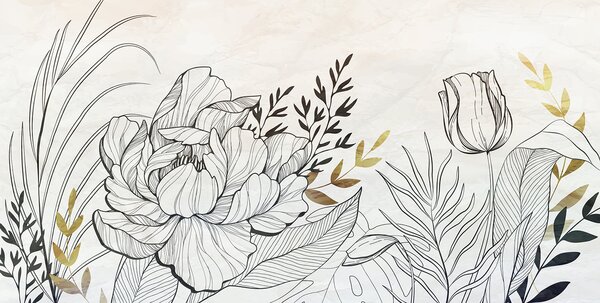 Fotótapéta Egy tulipán rajza, Modern fotótapéta, Modern fotótapéta, u94307 - Muralas.hu