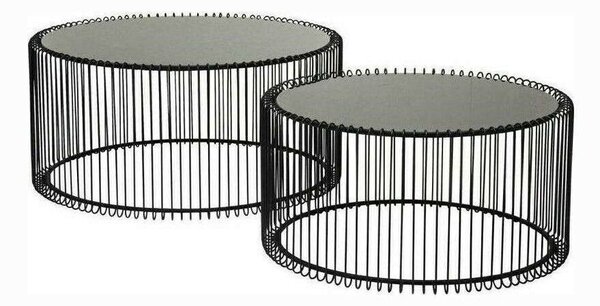 KARE Wire Dohányzóasztal Szett - Fekete - 2 db
