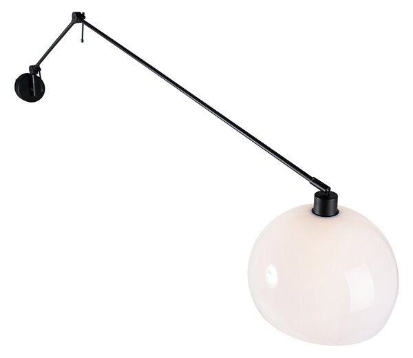 Fali lámpa fekete árnyékolóval fehér 30 cm állítható - Blitz