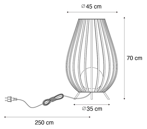 Design állólámpa fekete opál üveggel 70 cm - Angela