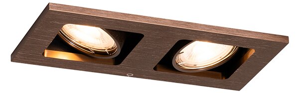 Beépített reflektor sötét bronz négyszögletes 2-lámpás dönthető és forgatható - Qure