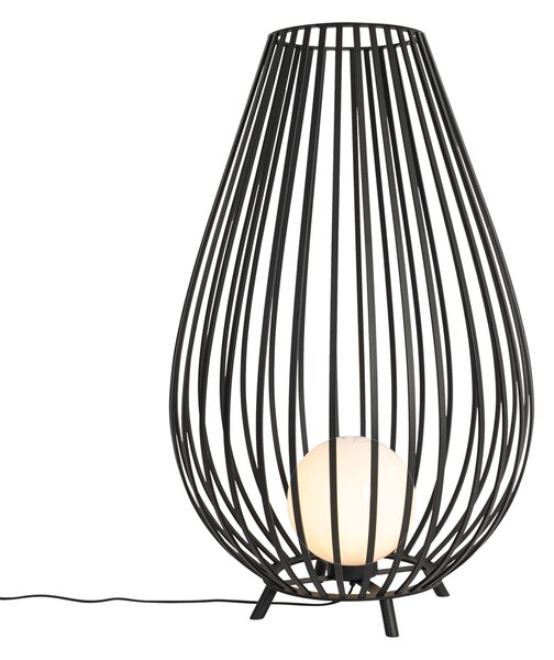 Design állólámpa fekete opál üveggel 110 cm - Angela