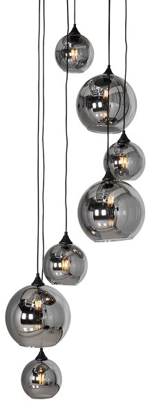 Art Deco lógólámpa fekete füstüveggel, kerek, 7 lámpás - Sandra