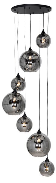 Art Deco lógólámpa fekete füstüveggel, kerek, 7 lámpás - Sandra