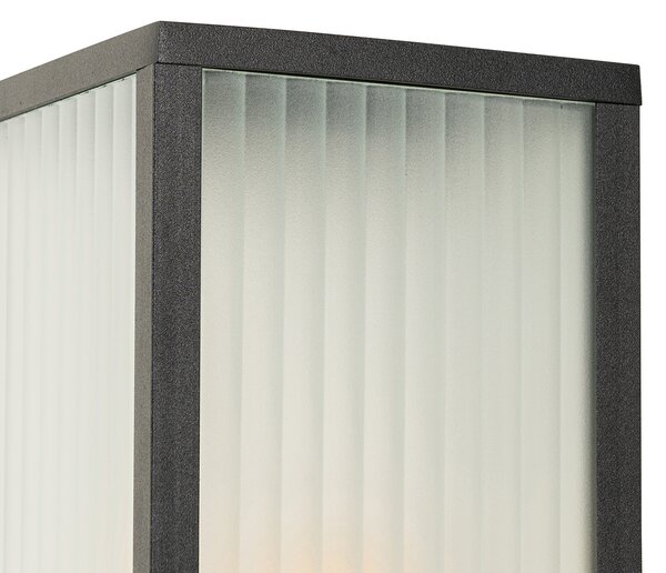 Okos kültéri állólámpa fekete bordázott üveggel 80 cm WiFi A60-nal - Charlois