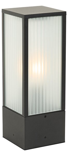 Okos kültéri állólámpa fekete, bordázott üveggel 40 cm, WiFi A60-nal - Charlois