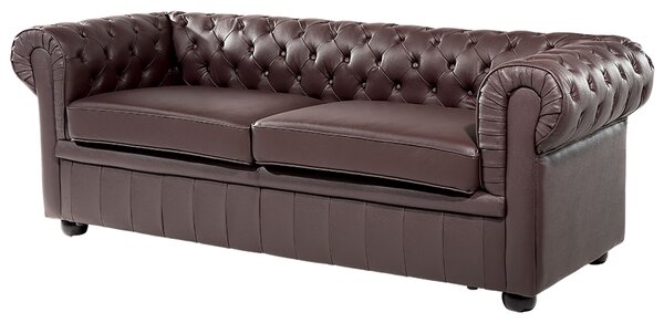 Kanapé 3 személyes CHESTERFIELD Bőr Barna